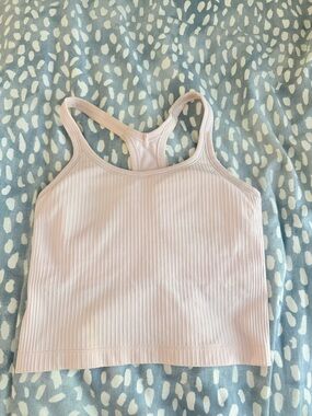 lululemon strawberry milkshake light pink ebb to street cropped Tank Top